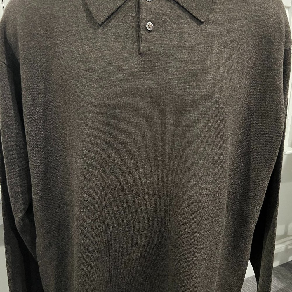 Heathered brown polo collar sweater